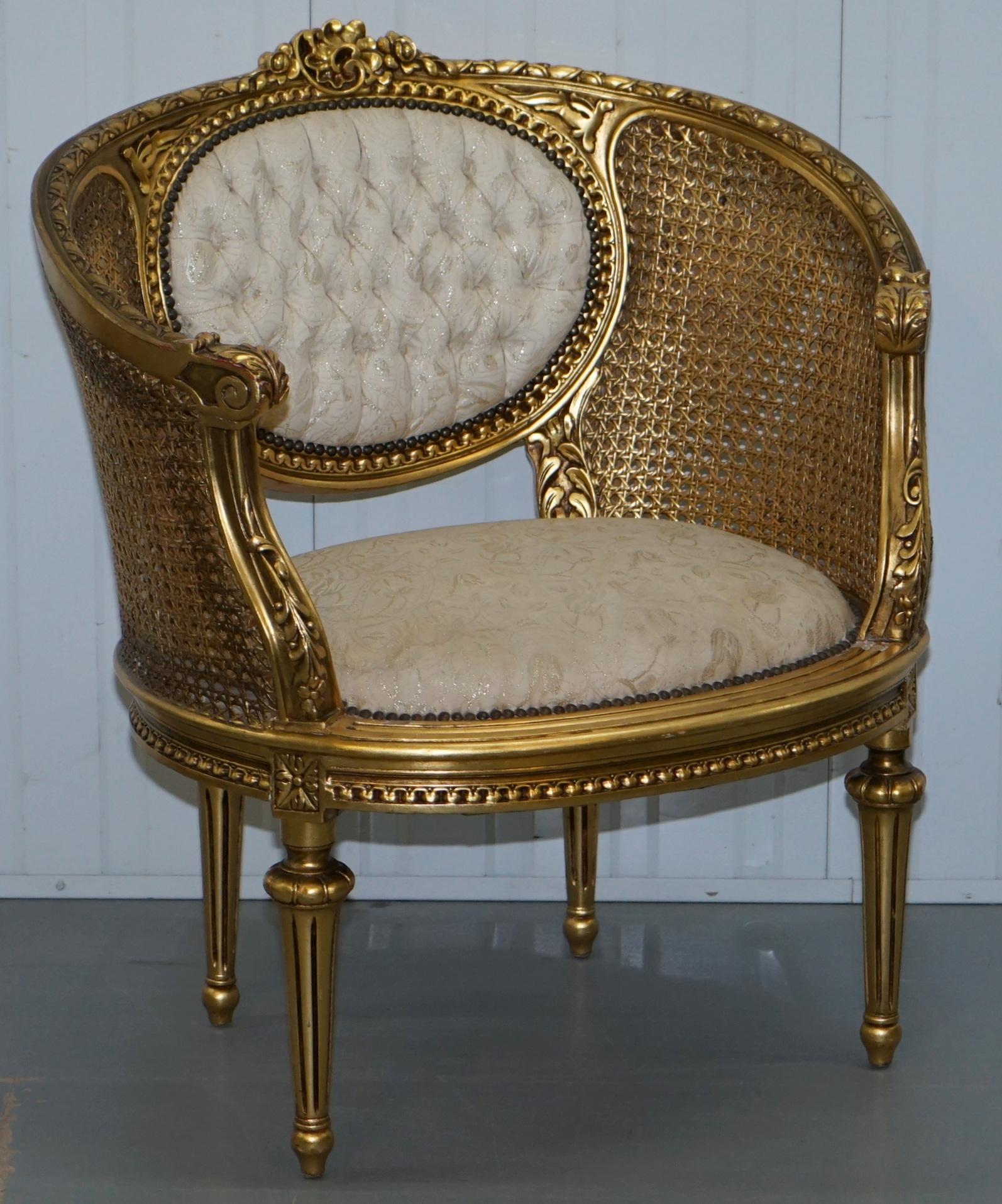 We are delighted to offer for sale this stunning pair of rare 19th-century giltwood cane and Chesterfield buttoned Louis XV style armchairs

Please note the delivery fee listed is just a guide, it covers within the M25 only

A very good looking