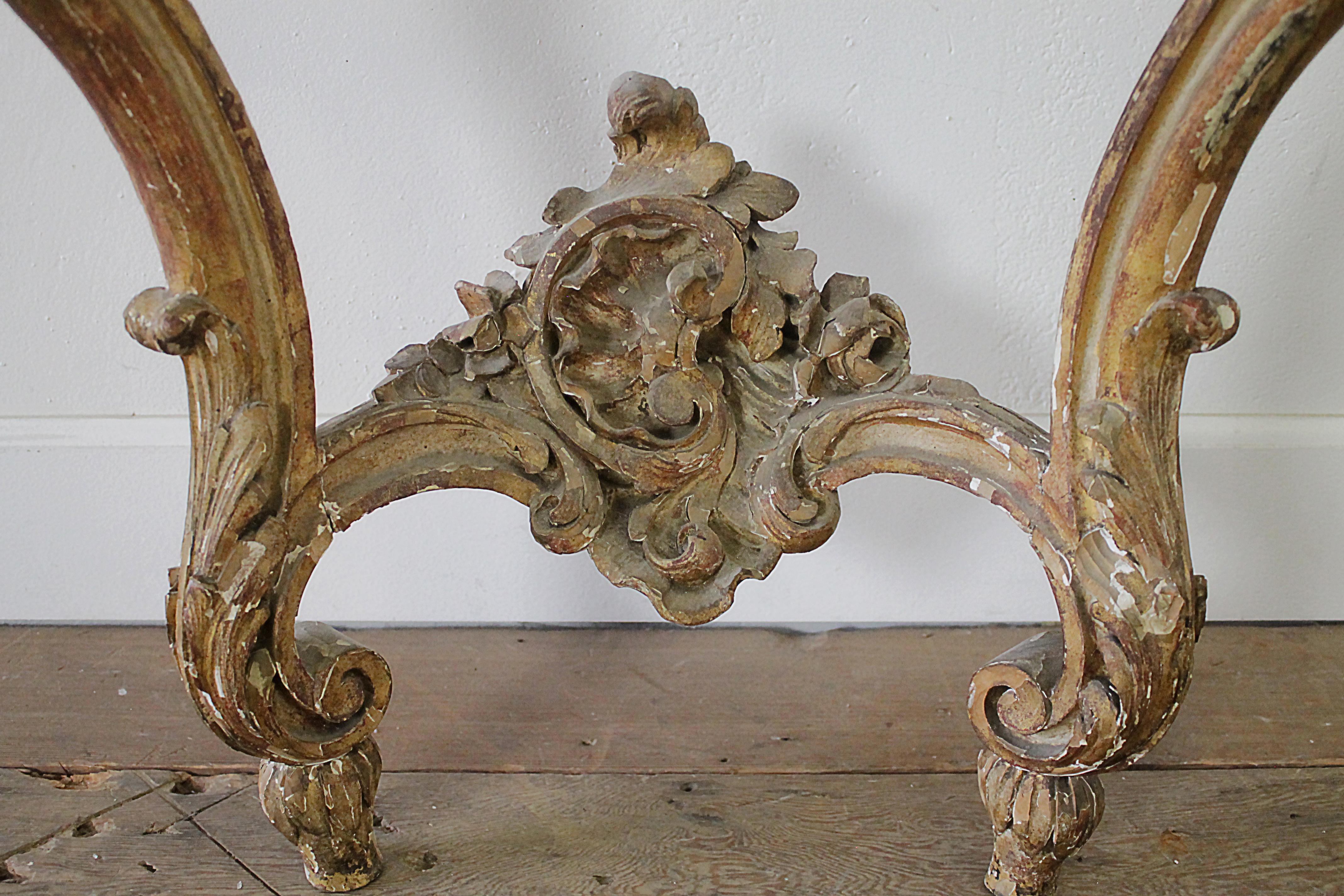 19th Century Giltwood Louis XV Style Console with Marble Top 8