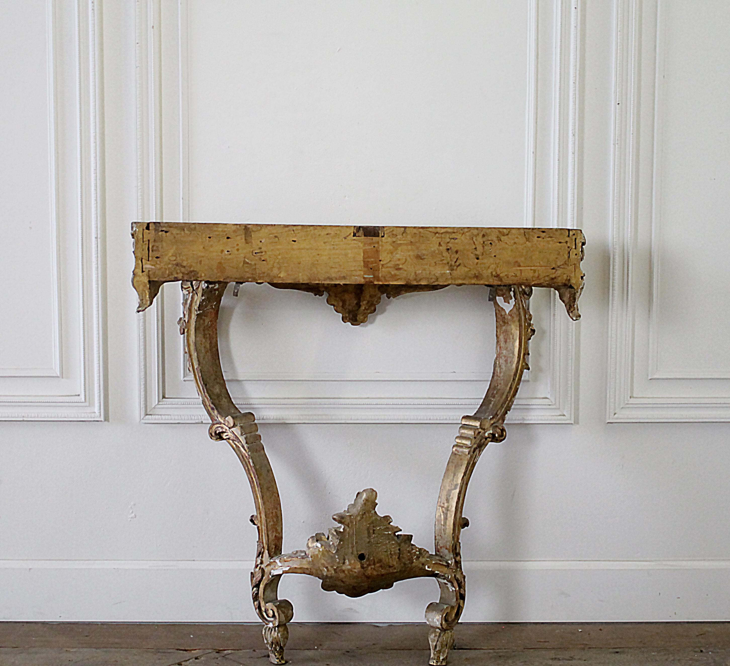 19th Century Giltwood Louis XV Style Console with Marble Top 14