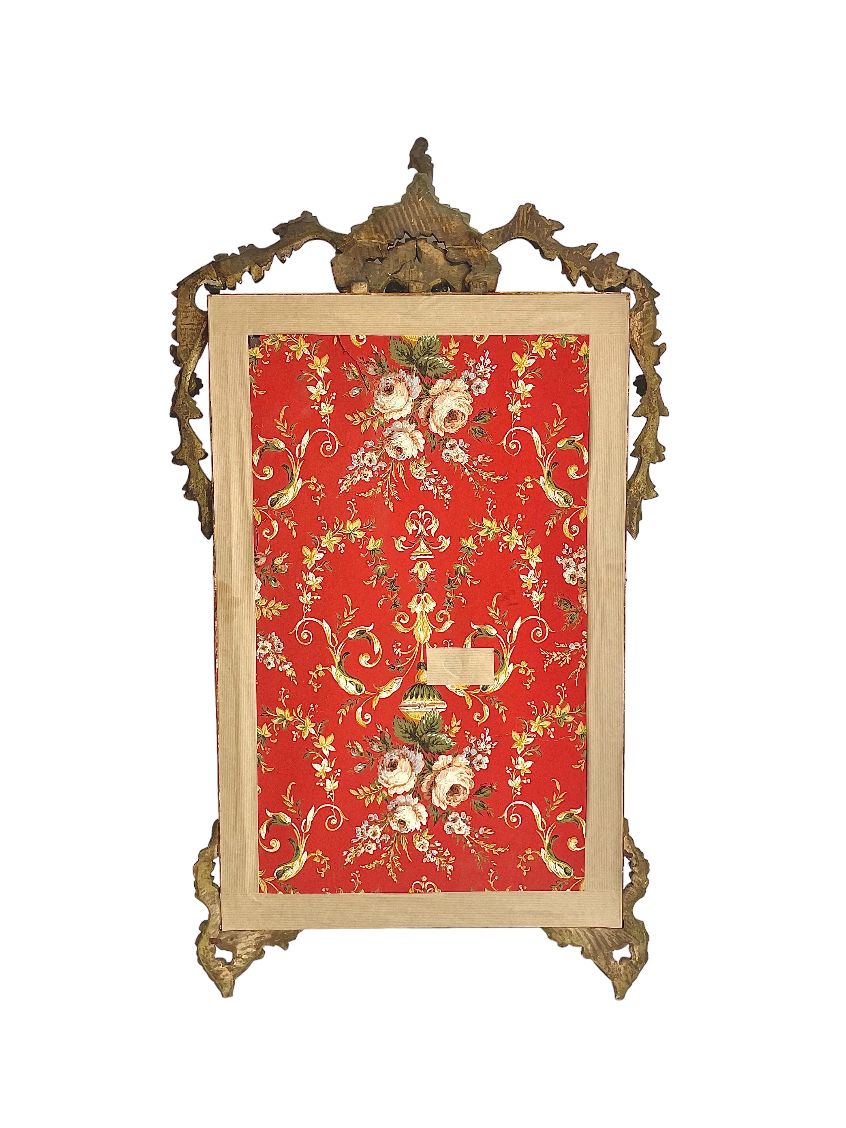 19th Century Giltwood Mantle Mirror with Ornate Crest For Sale 1