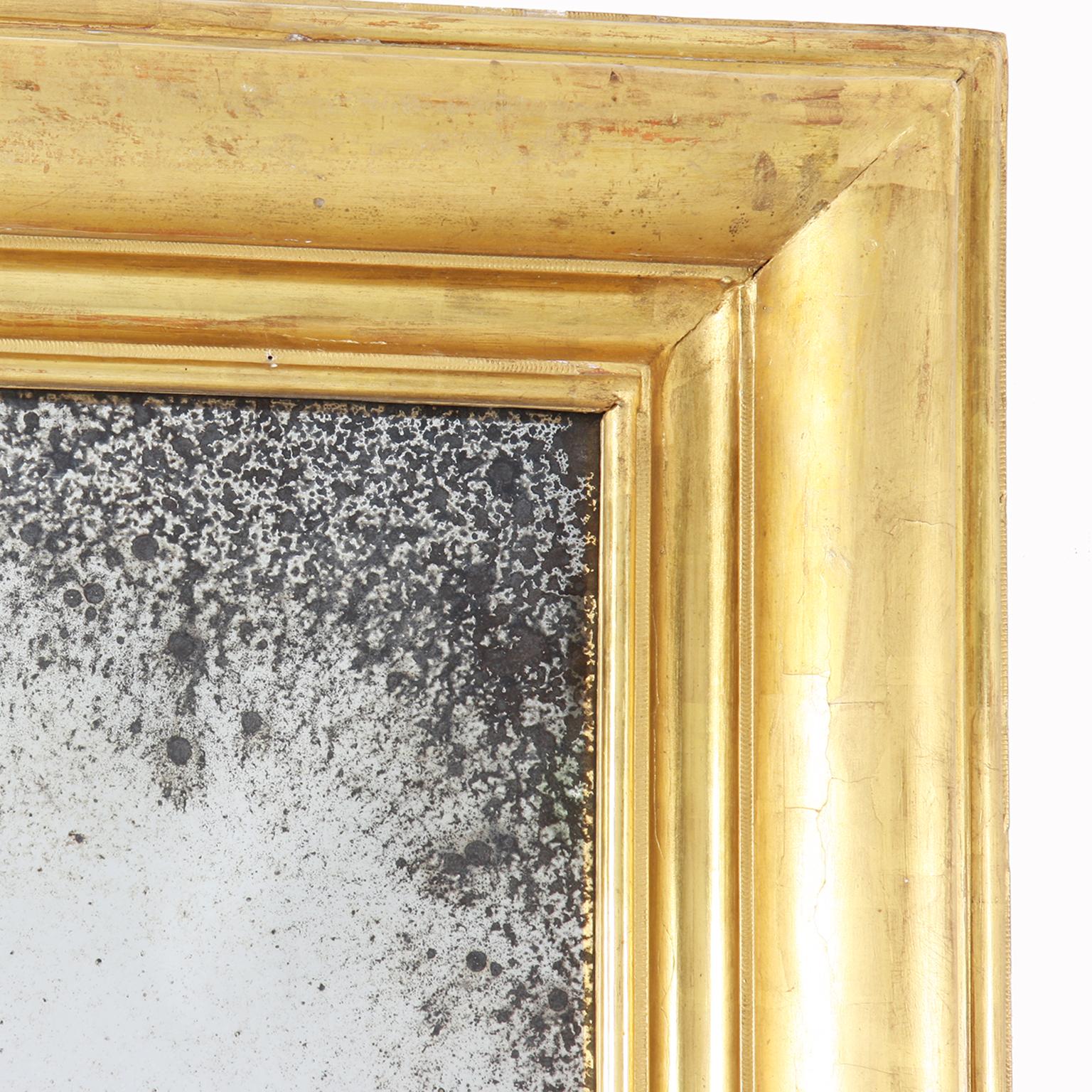 Victorian 19th Century Giltwood Mirror with Distressed Glass For Sale