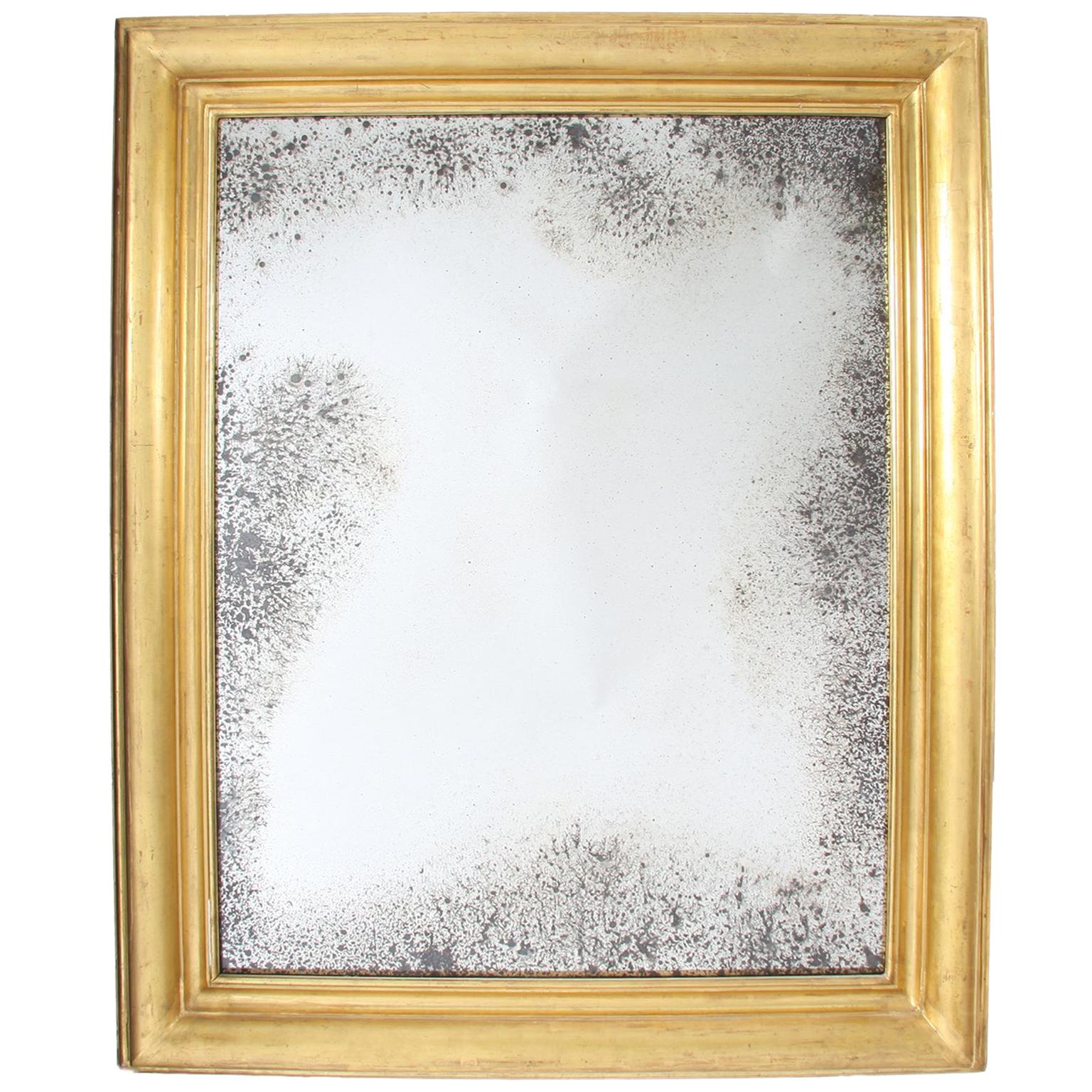 19th Century Giltwood Mirror with Distressed Glass For Sale