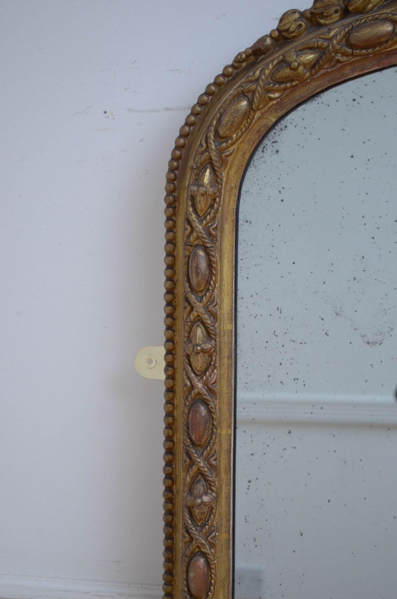 Gesso 19th Century Giltwood Pier Mirror H156cm For Sale