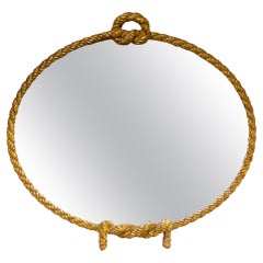 Miroir en bois doré du 19ème siècle à torsion de corde avec verre mercuré d'origine