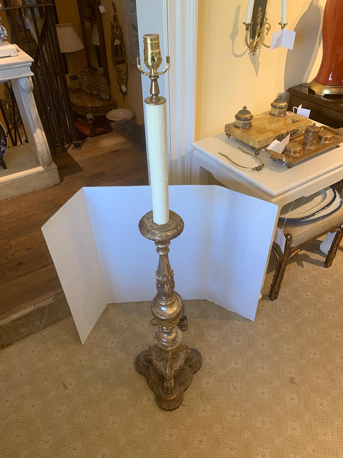 19th Century Giltwood Torchiere or Pricket as Floor Lamp For Sale 14