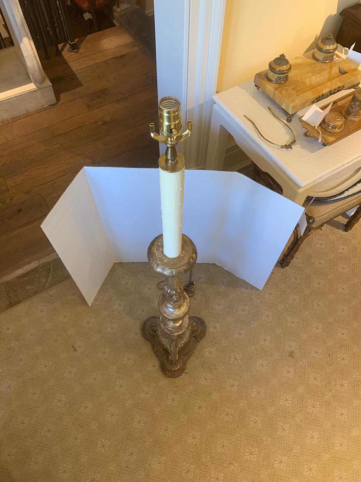 19th Century Giltwood Torchiere or Pricket as Floor Lamp For Sale 15