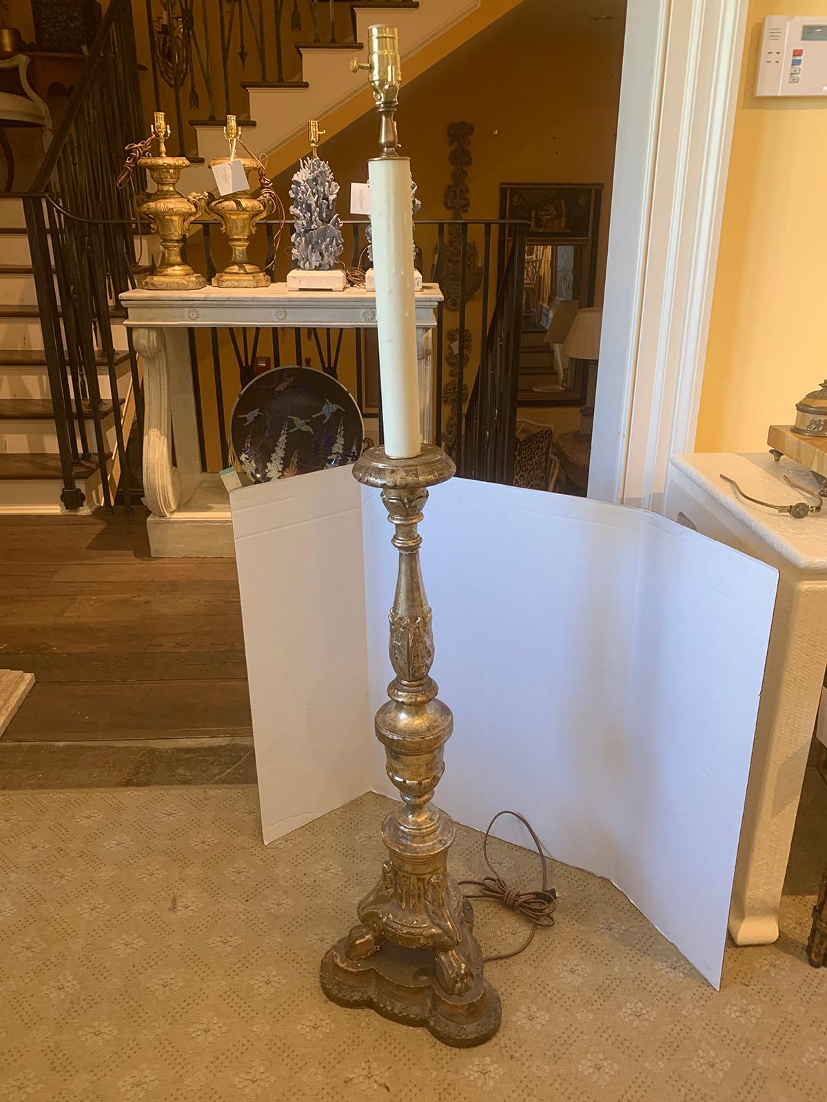 19th Century Giltwood Torchiere or Pricket as Floor Lamp For Sale 1