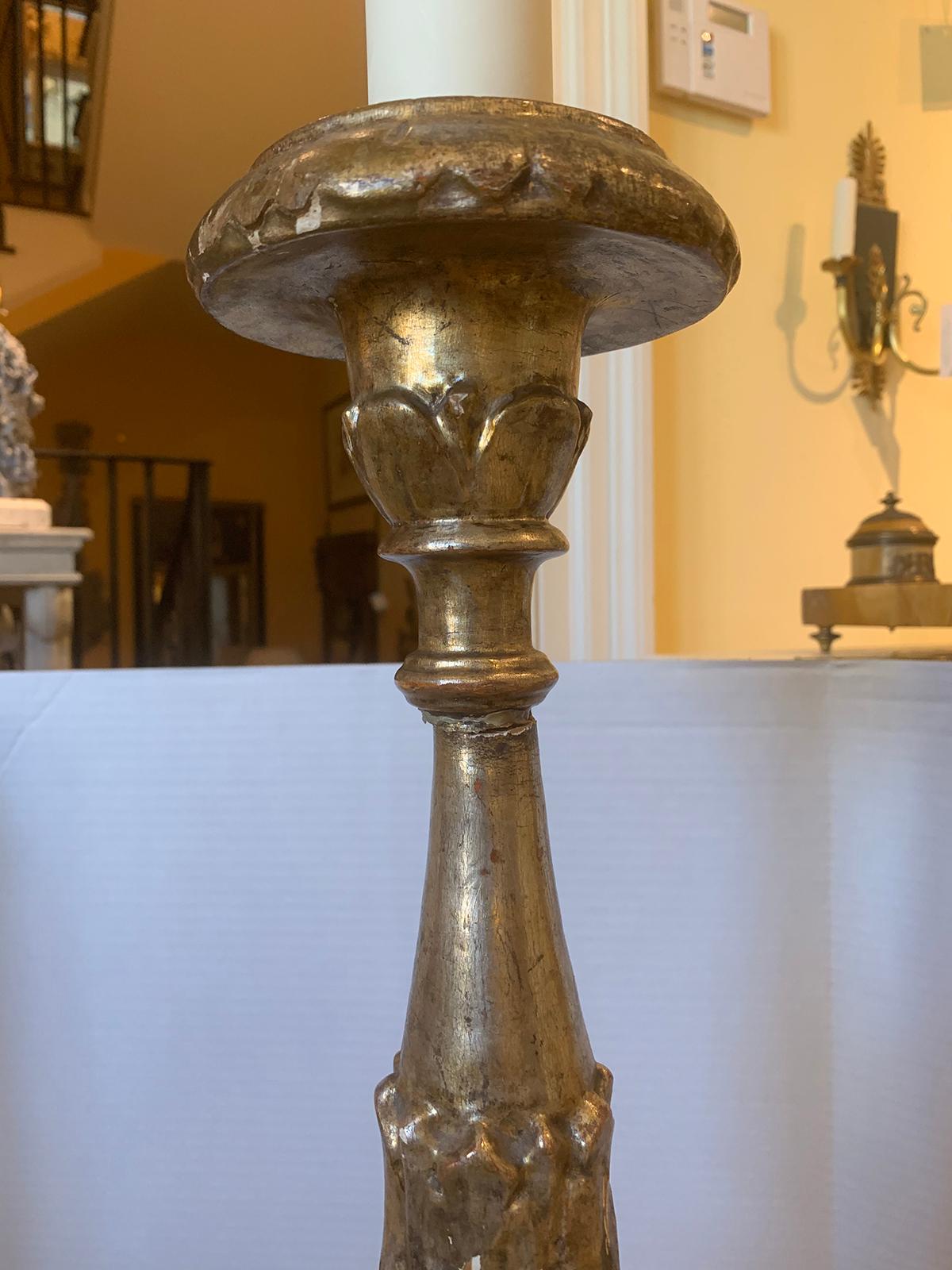 19th Century Giltwood Torchiere or Pricket as Floor Lamp For Sale 6