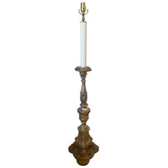 19th Century Giltwood Torchiere or Pricket as Floor Lamp