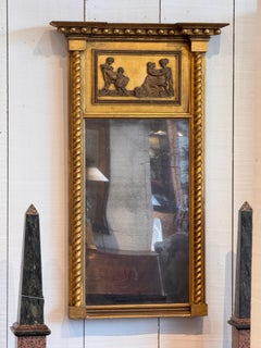 19th Century Giltwood Trumeau Mirror With Neoclassical Relief Panel