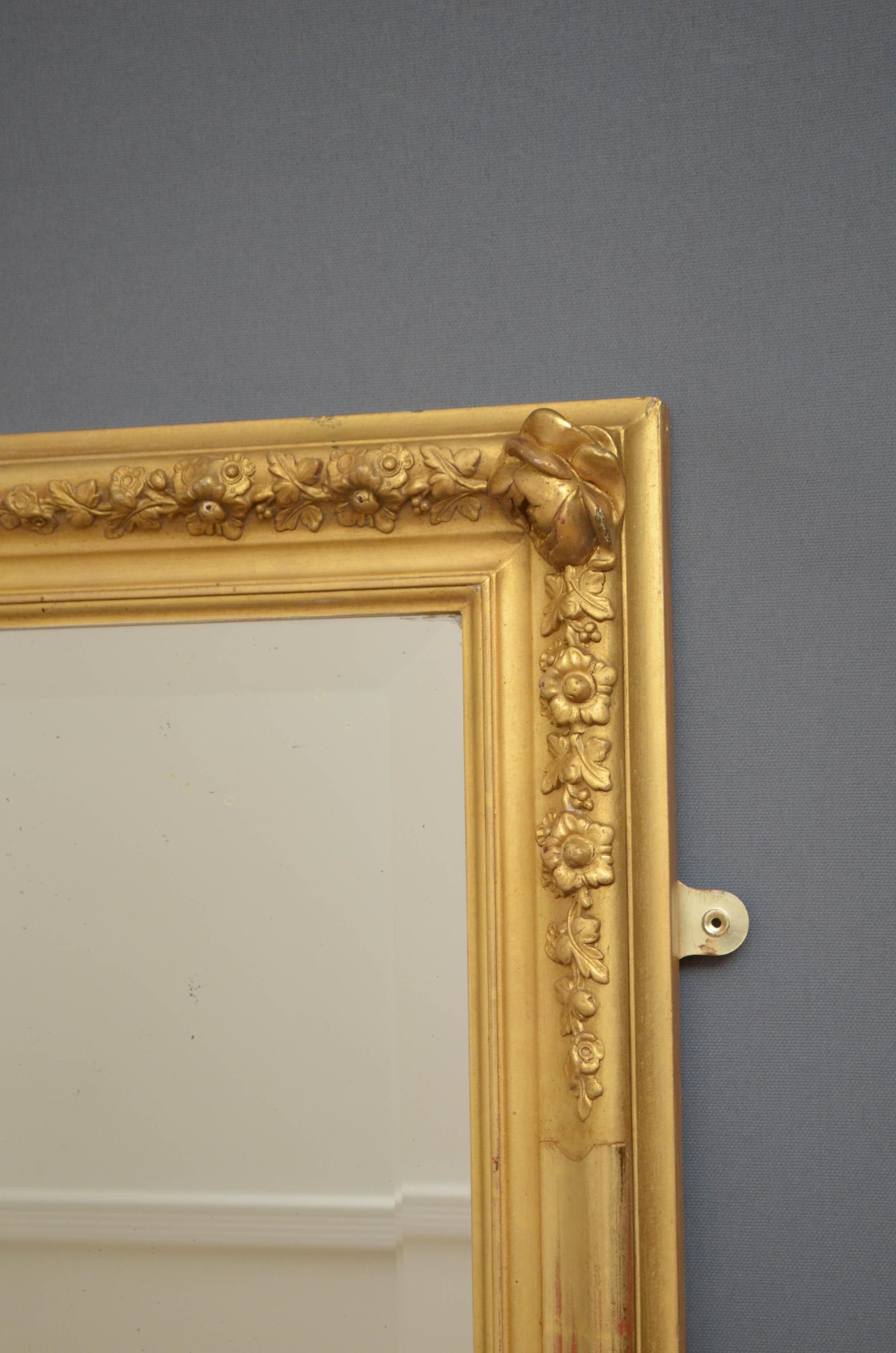 British 19th Century Giltwood Wall Mirror, Large