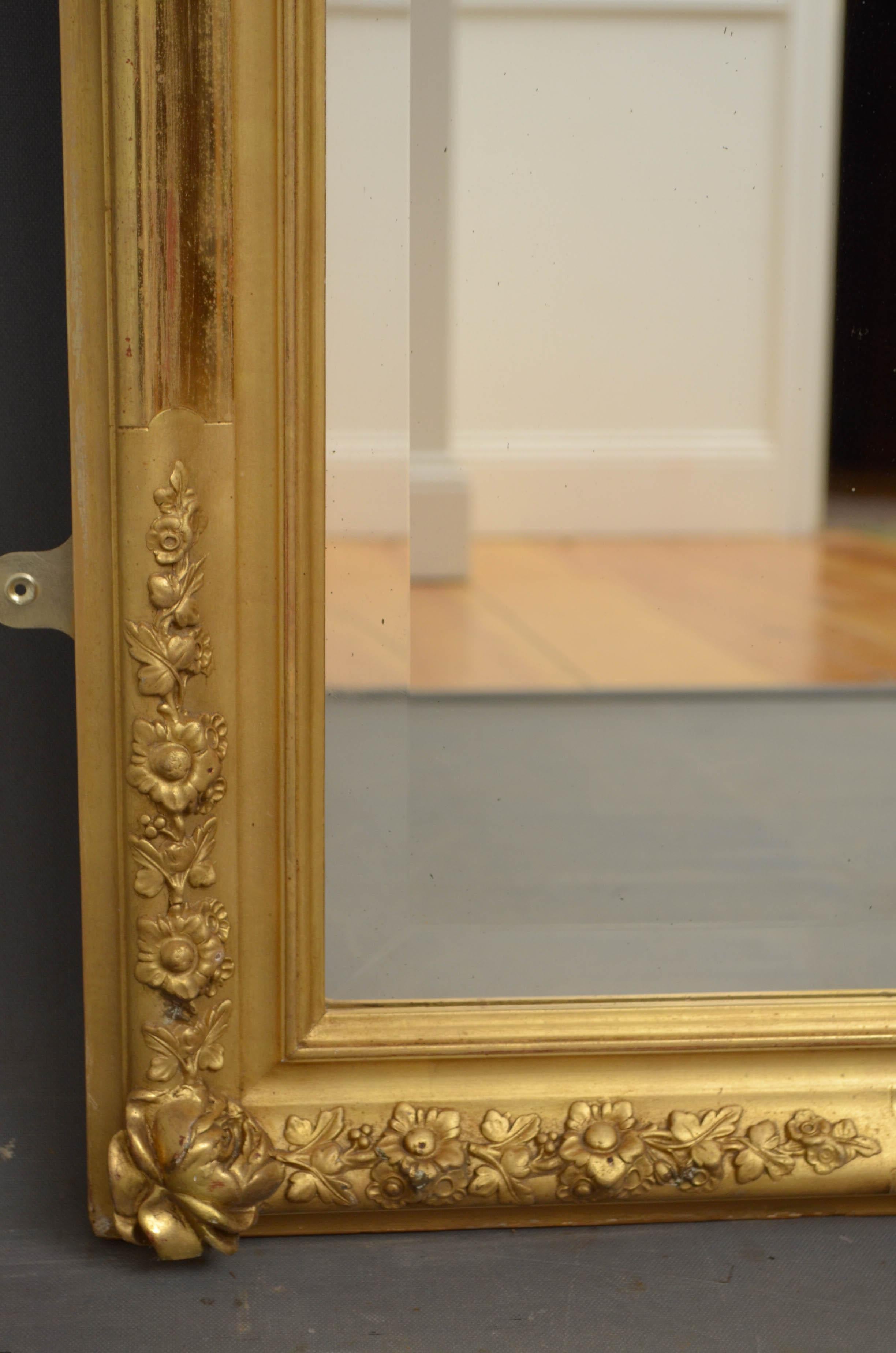 19th Century Giltwood Wall Mirror, Large 2