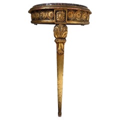 Console da parete in legno dorato del XIX secolo con piano in marmo