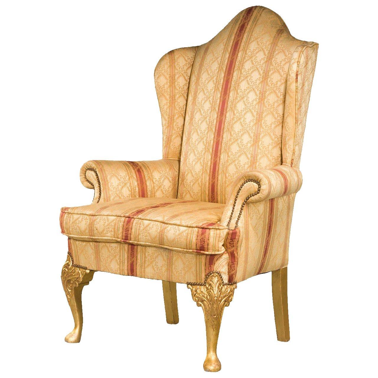 19th Century Giltwood Wing Chair