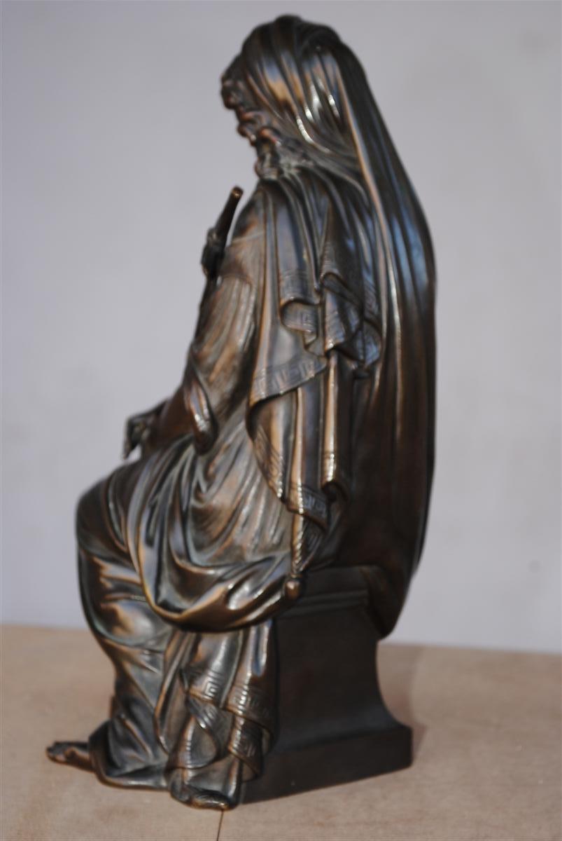 Moulage Bronze du 19ème siècle « Fille avec crucifix » de Duchoiselle