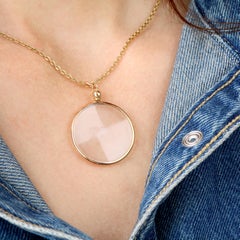 19th Century Glass 18 Karat Rose Gold Round Locket Pendant
