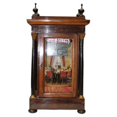 19th Century Glass and Mahogany Case, with Scene of Dogs Playing Cards