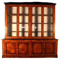 Bibliothèque en verre du 19e siècle en bois d'olivier et d'ébène
