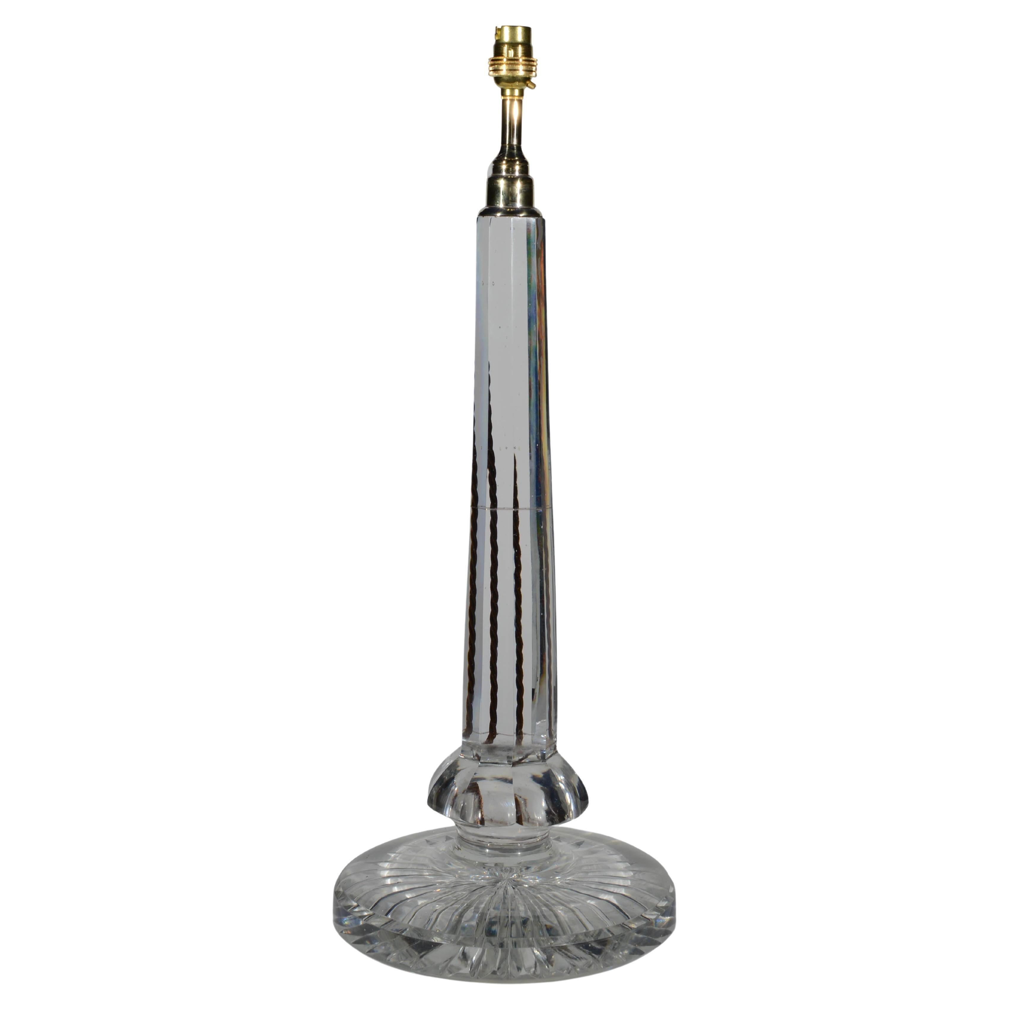 19th Century Glass Column Antique Table Lamp