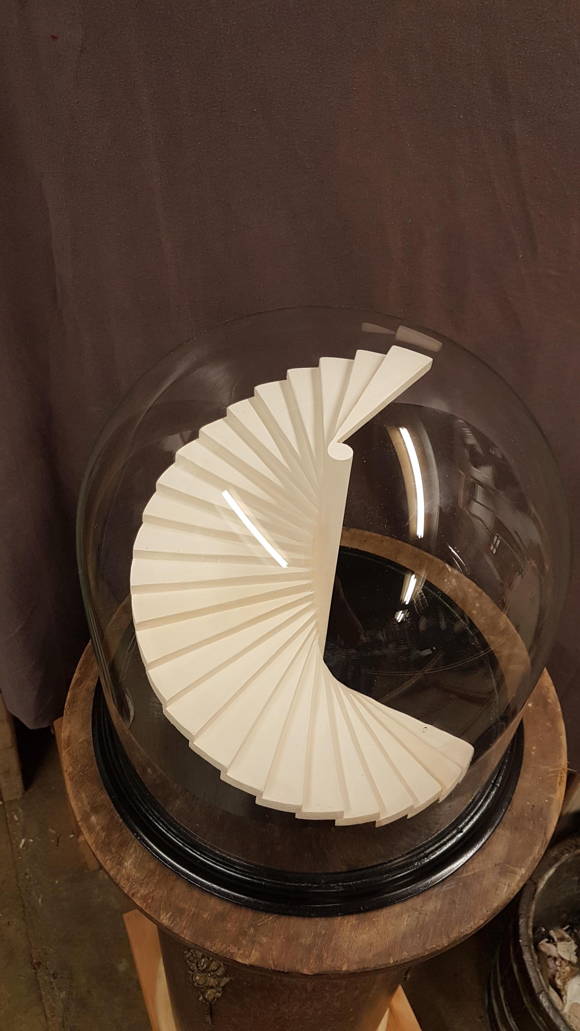 Glazed 19th Century Glass Dome with Bespoke Miniature Staircase
