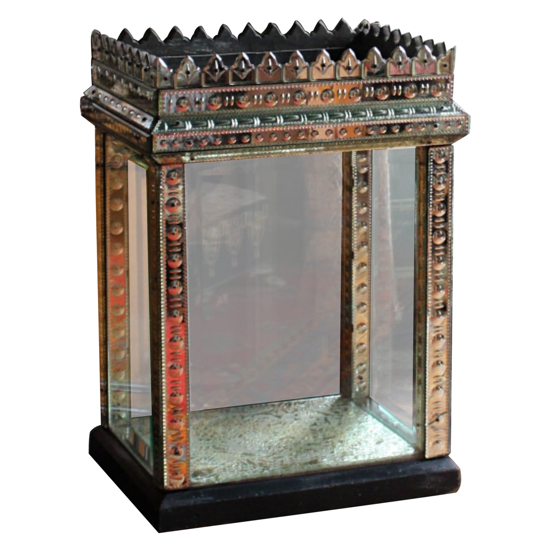 19th Century Glass & Mirrored Venetian Vitrine Display Case Curio Cabinet
