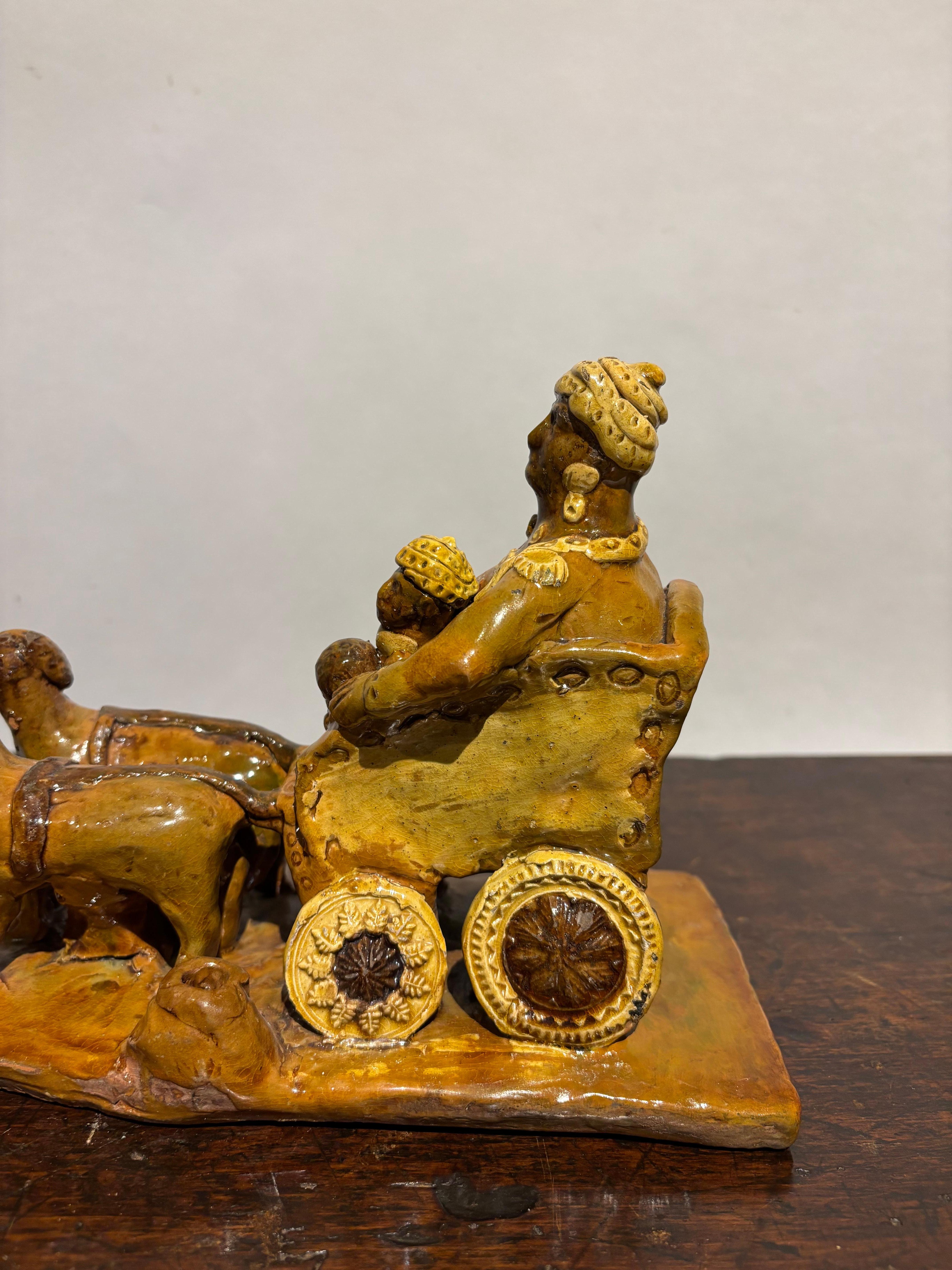 Carro in ceramica smaltata del XIX secolo trainato da due cani in vendita 7