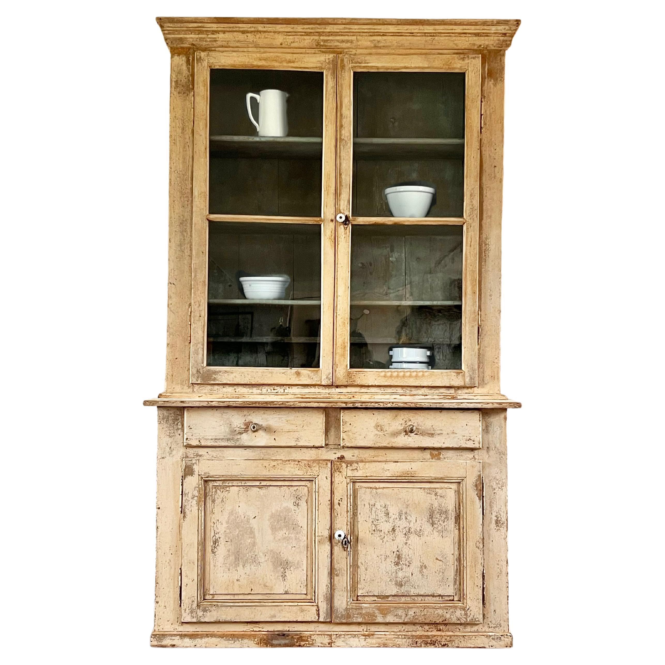 19th Century Glazed French Painted Cupboard For Sale