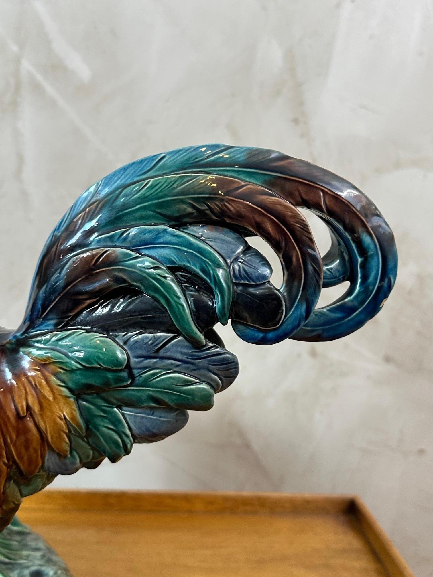 Jardinière de coq émaillée du 19e siècle, années 1870 en vente 4