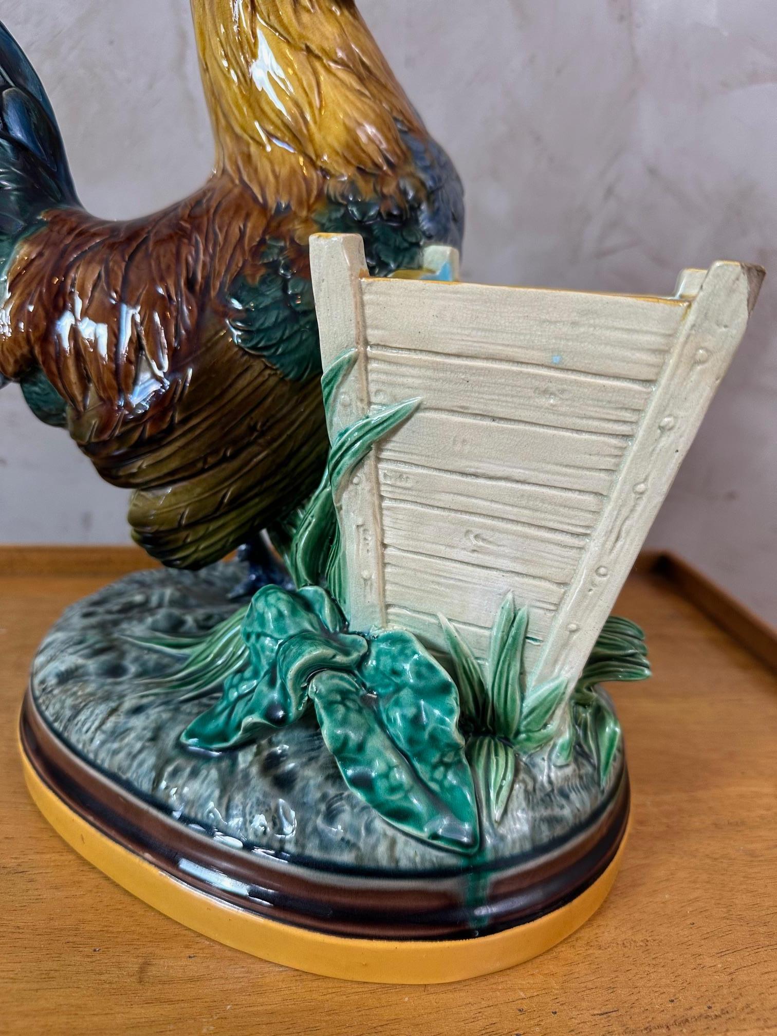 Vernissé Jardinière de coq émaillée du 19e siècle, années 1870 en vente
