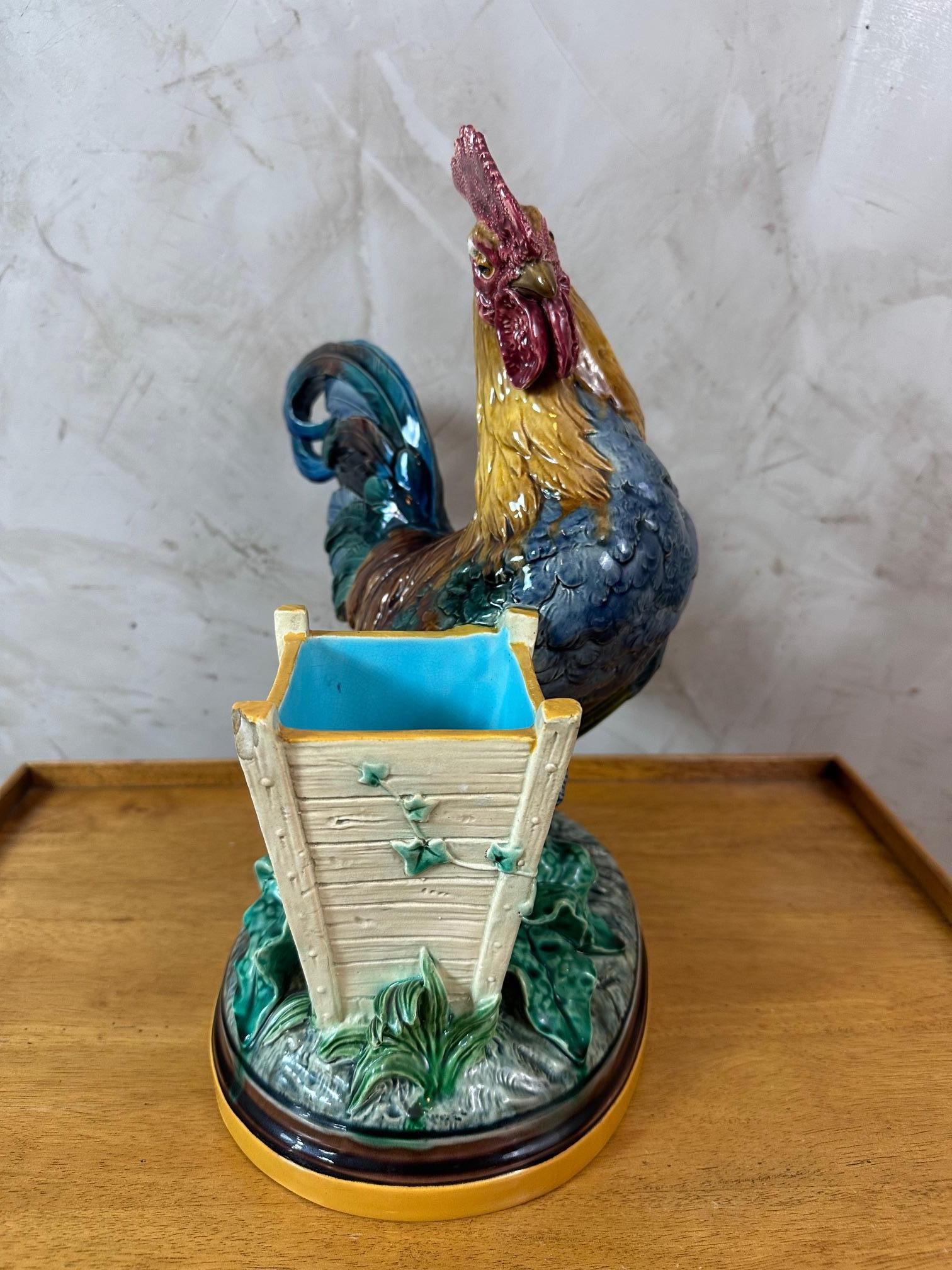 Jardinière de coq émaillée du 19e siècle, années 1870 Bon état - En vente à LEGNY, FR