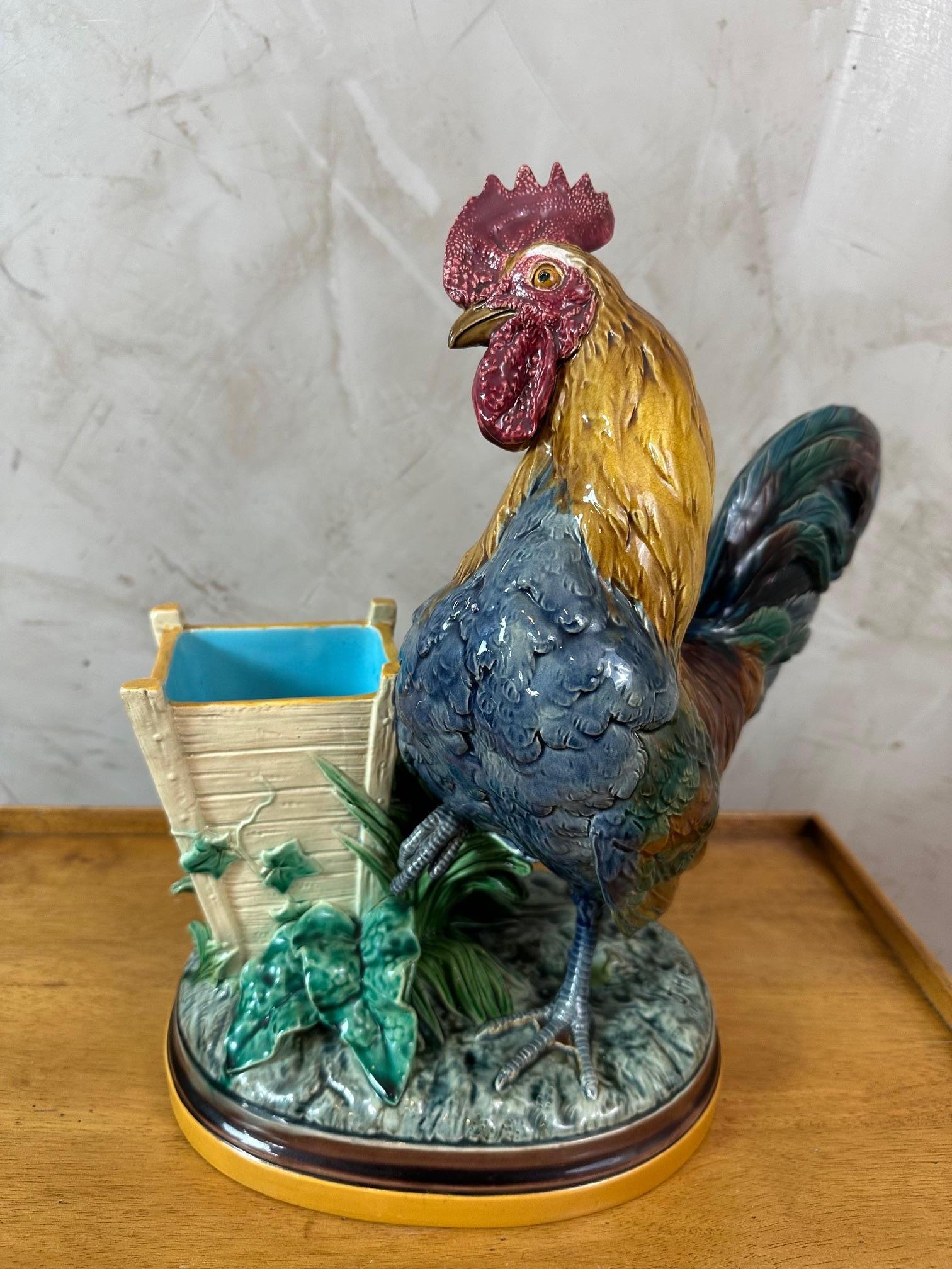 Fin du XIXe siècle Jardinière de coq émaillée du 19e siècle, années 1870 en vente