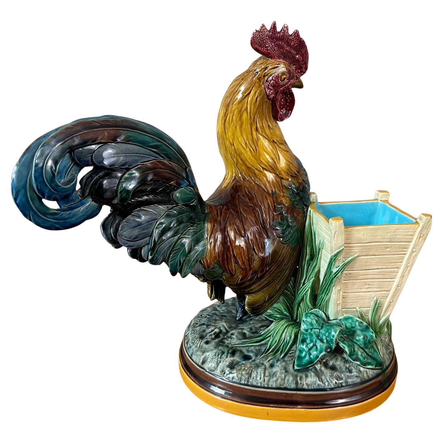 Jardinière de coq émaillée du 19e siècle, années 1870 en vente