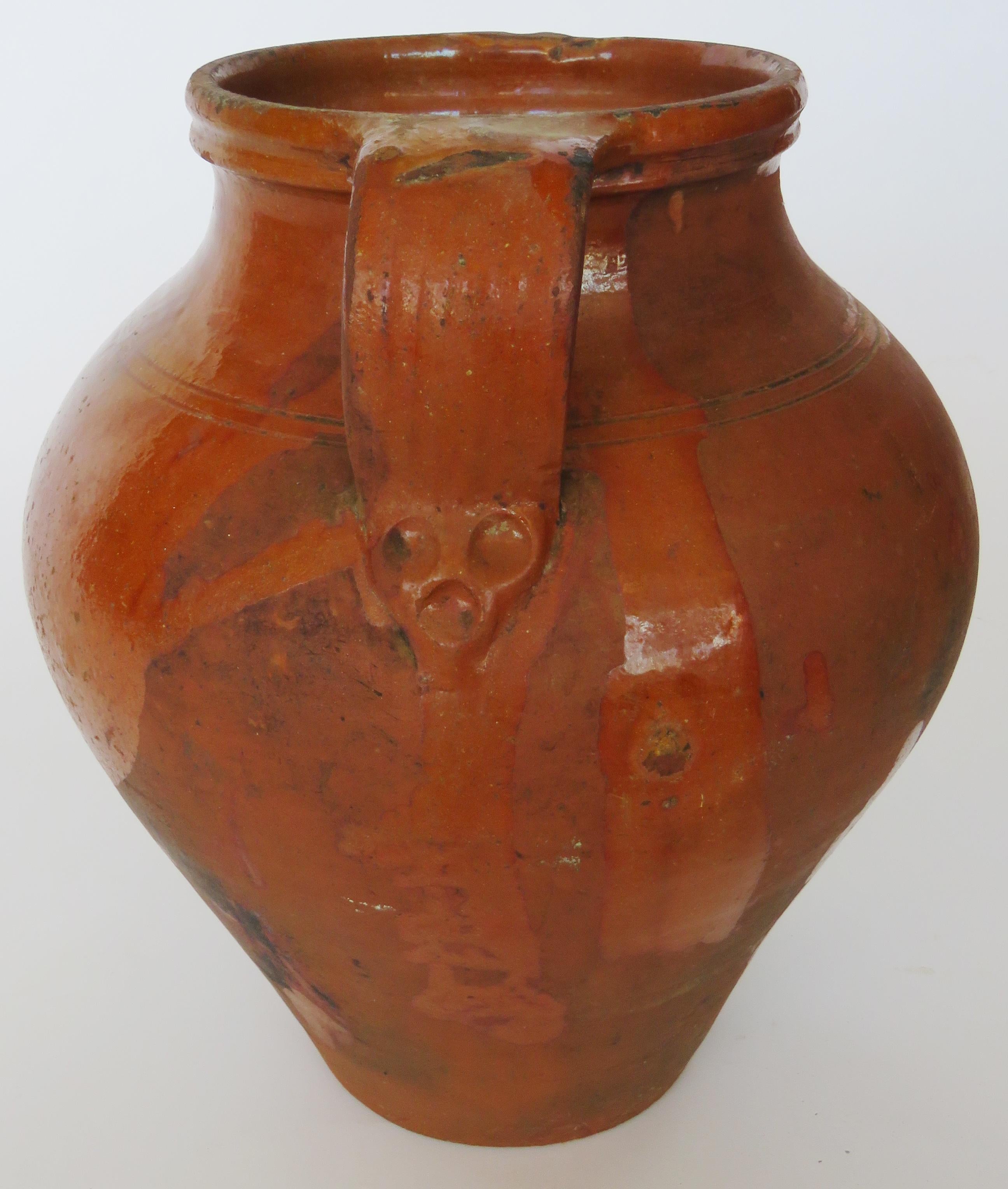 Spanish 19th Century Glazed Olives Pot For Sale