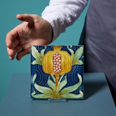 19th Century Glazed Stoneware 6-Inch Art Nouveau Tile