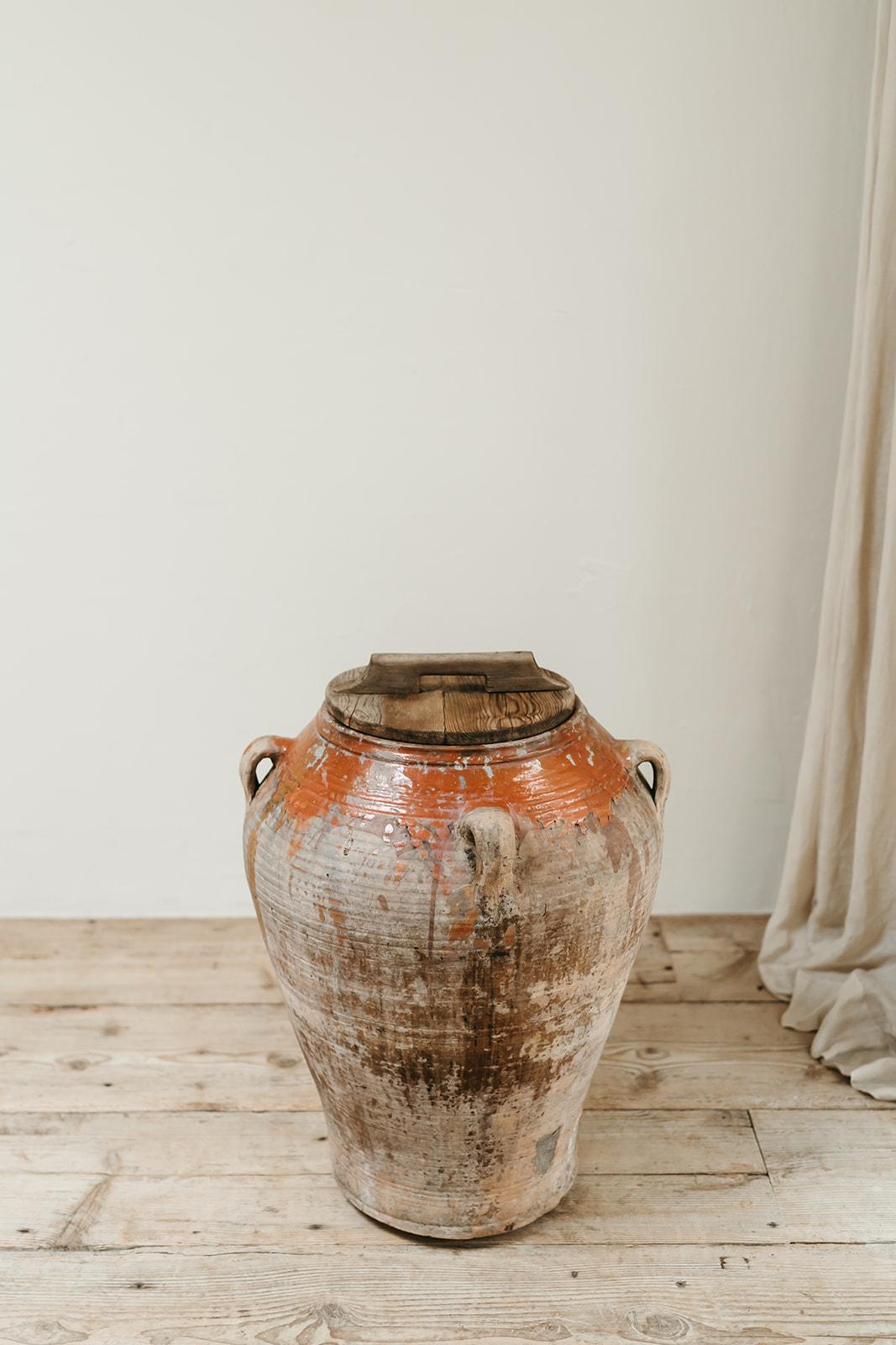 19th century glazed terra cotta olive oil jar/urn  For Sale 2