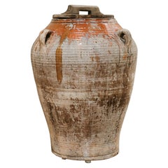 19th century glazed terra cotta olive oil jar/urn