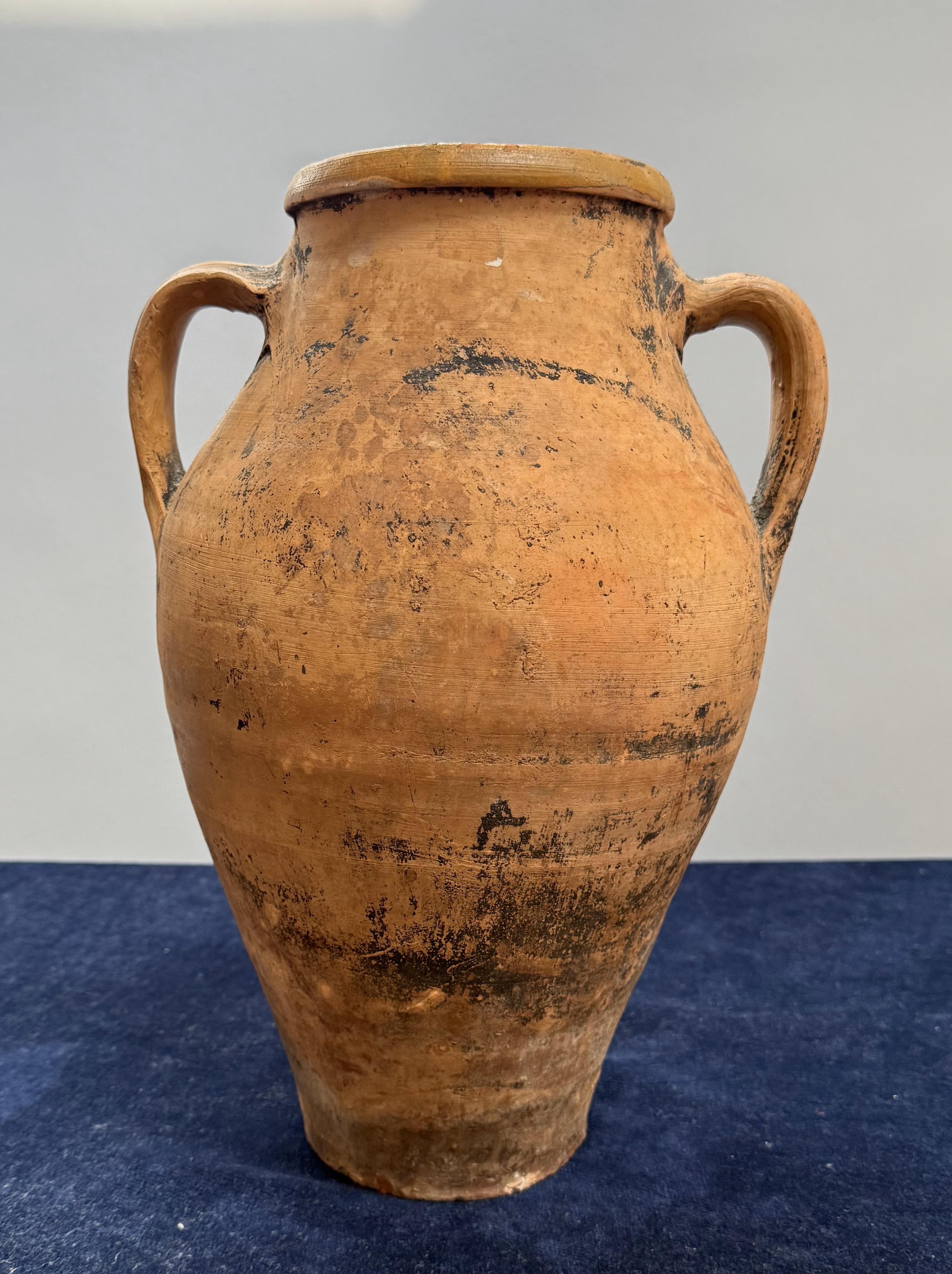 19th Century Glazed Terracotta Tall Pot (Türkisch) im Angebot