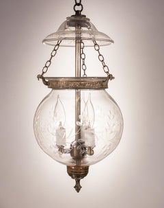 Globe Bell Jar Lantern with Vine Etching