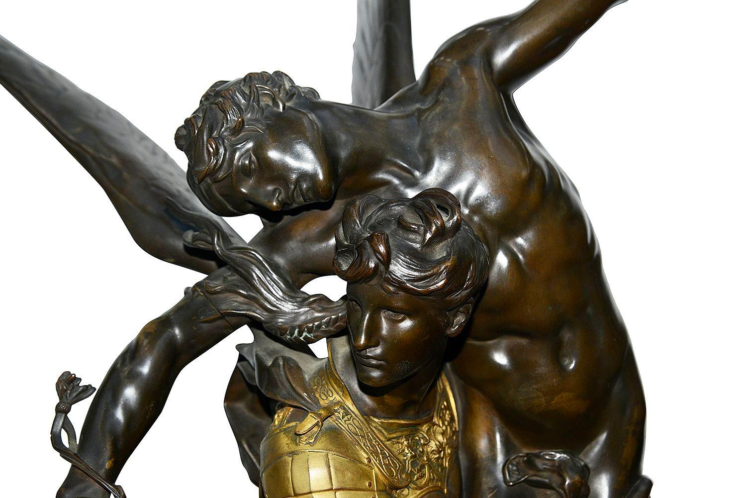 Impressionante statua in bronzo patinato del XIX secolo raffigurante 