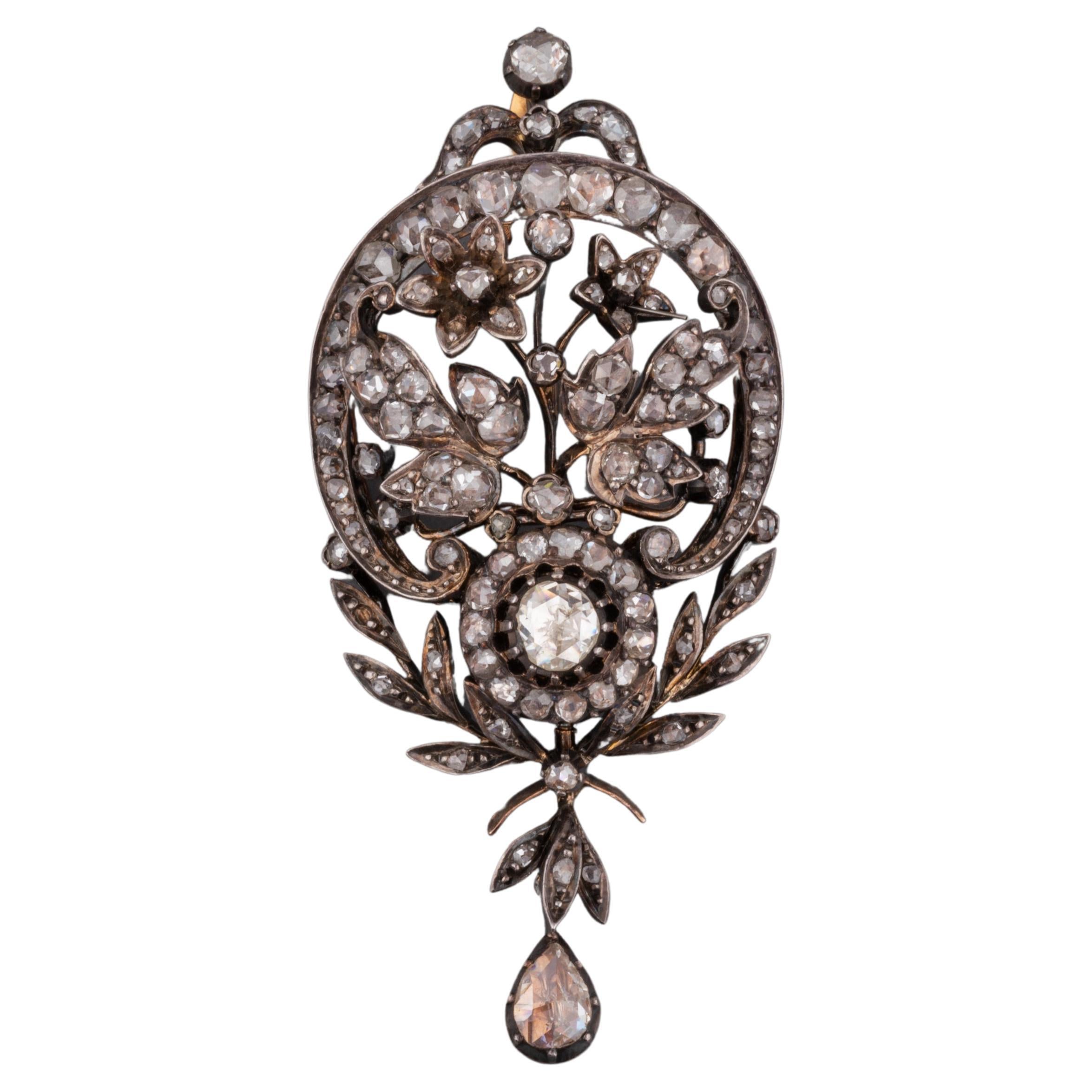 19th Century Gold and Diamonds Pendant For Sale