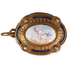 19th Century Gold and Enamel Box Pendant