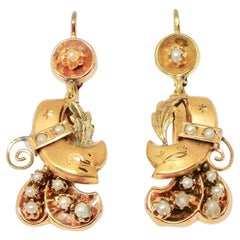 19th Century Gold and Pearls Earrings