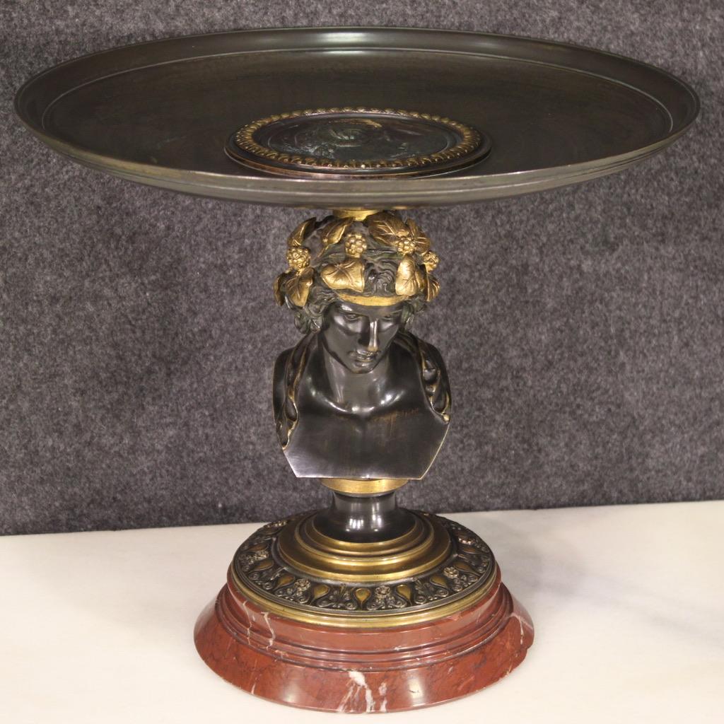 Large French cake stand dated 1871. Object for antique dealers and collectors, with Alph stamp on the base. Giroux Paris (see photo) referable to Alphonse Giroux (1776-1848) and signature on the plate Baujault 1871 (see photo) referable to the