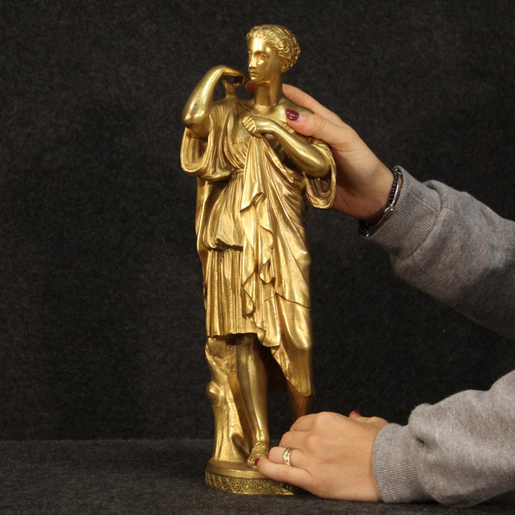19th Century Gold Bronze French Signed Sculpture, 1880 8