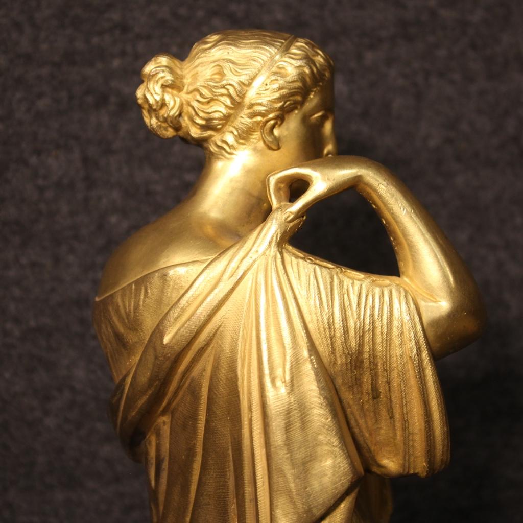 19th Century Gold Bronze French Signed Sculpture, 1880 In Good Condition In Vicoforte, Piedmont