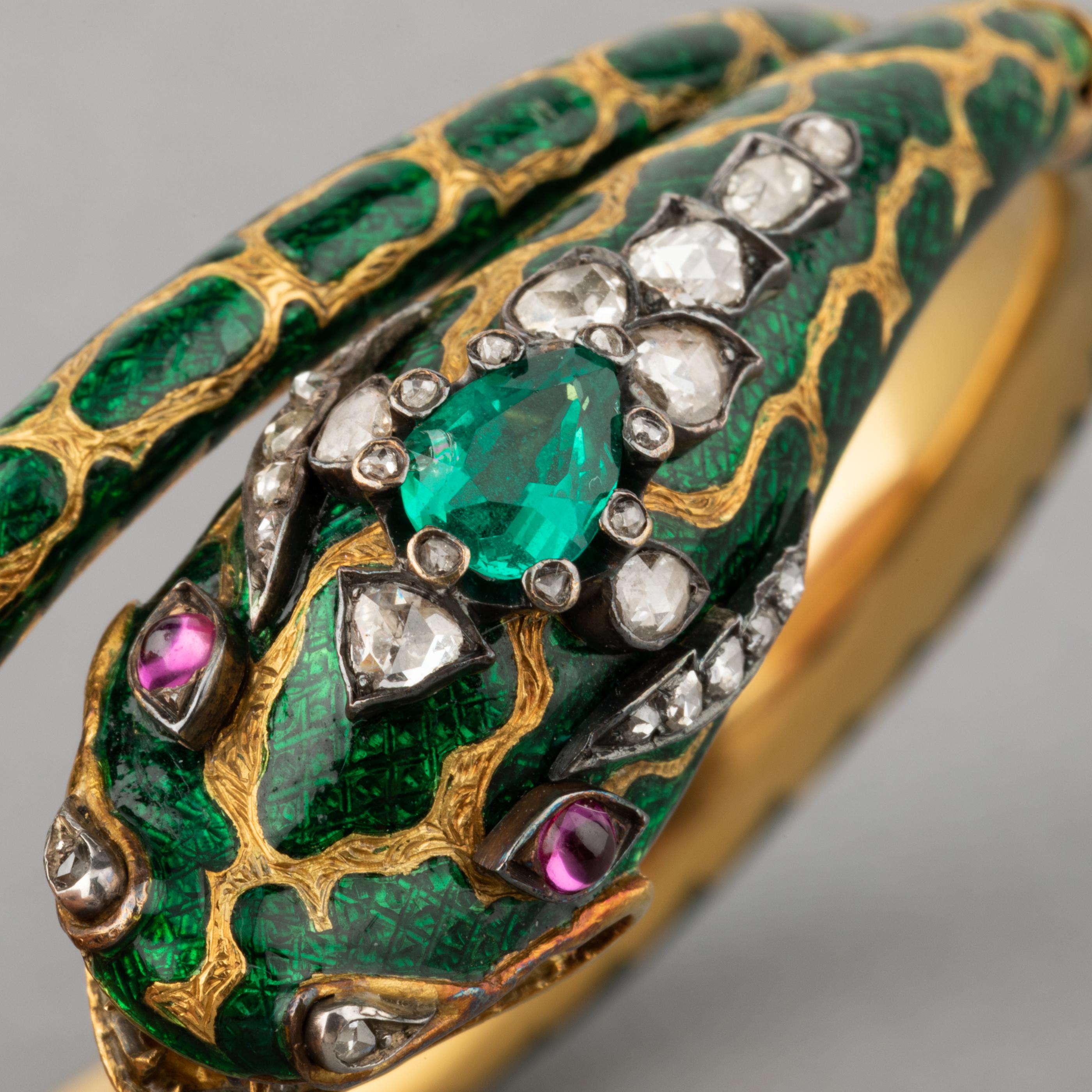 19th Century Gold Enamel Diamonds and Enamel Bracelet For Sale 5
