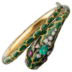 Bracelet en or, émail et diamants du 19ème siècle