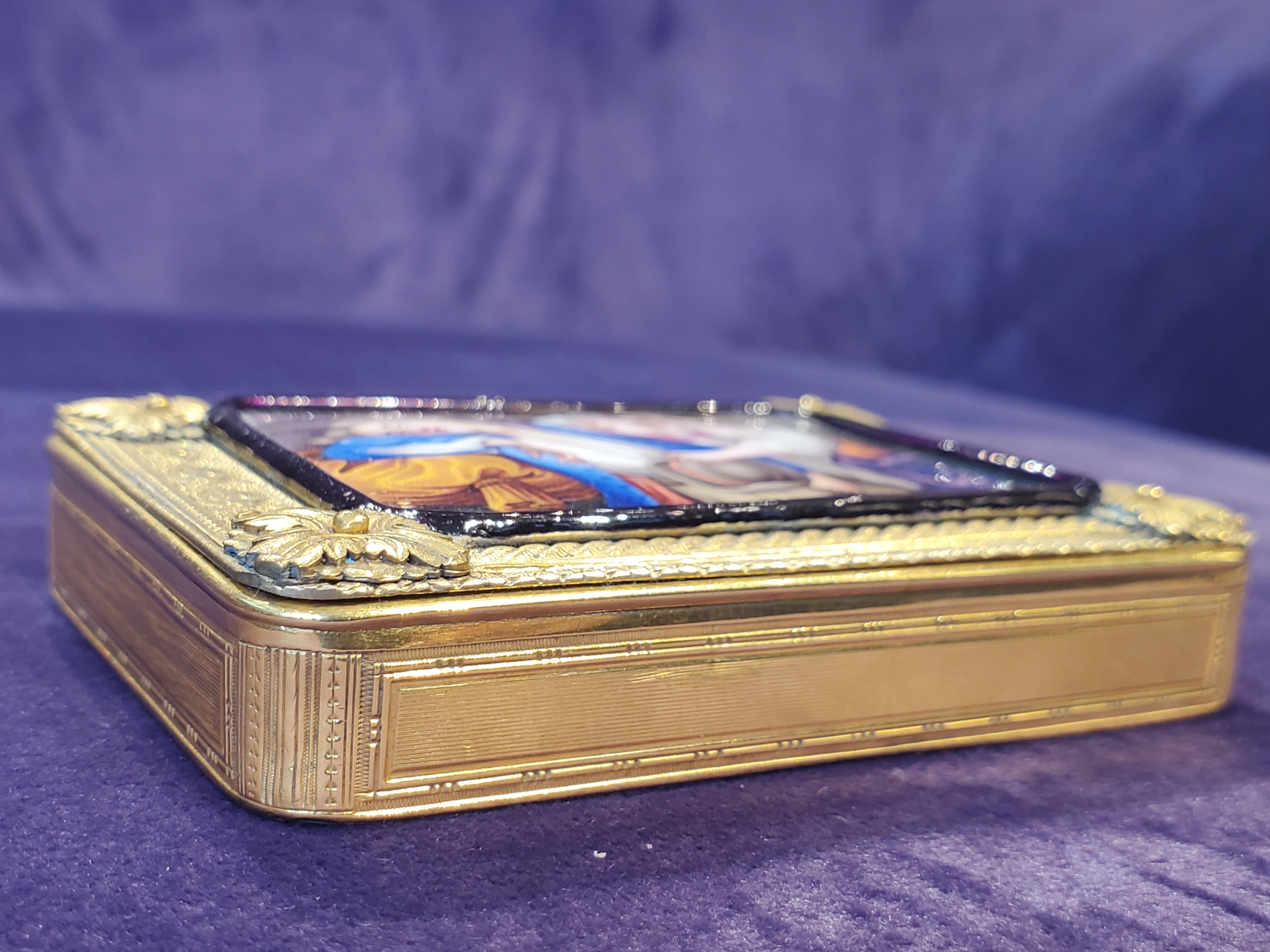 19th Century Gold & Enamel Snuff Box In Excellent Condition In New York, NY