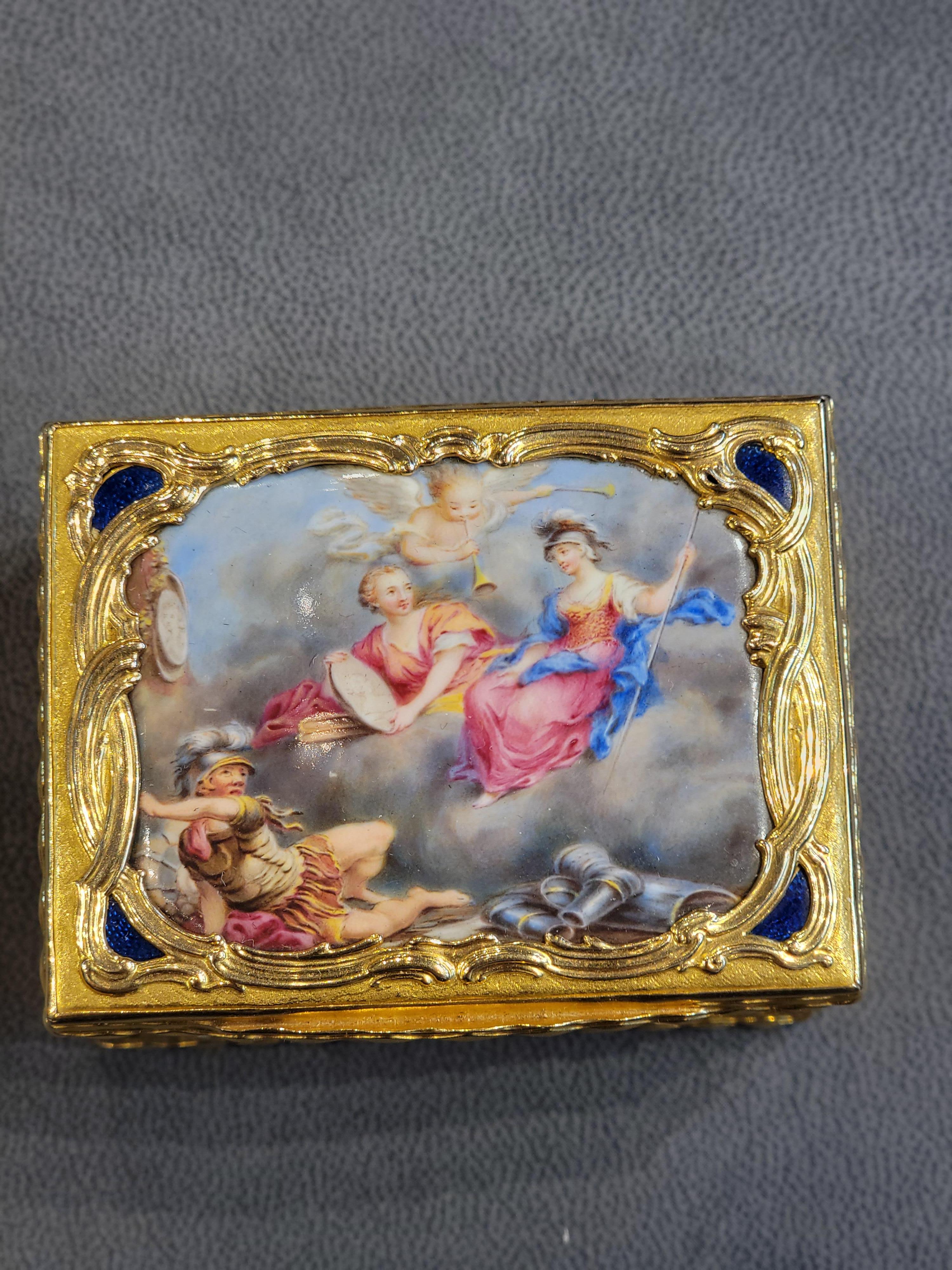 19th Century Gold & Enamel Snuff Box In Excellent Condition In New York, NY