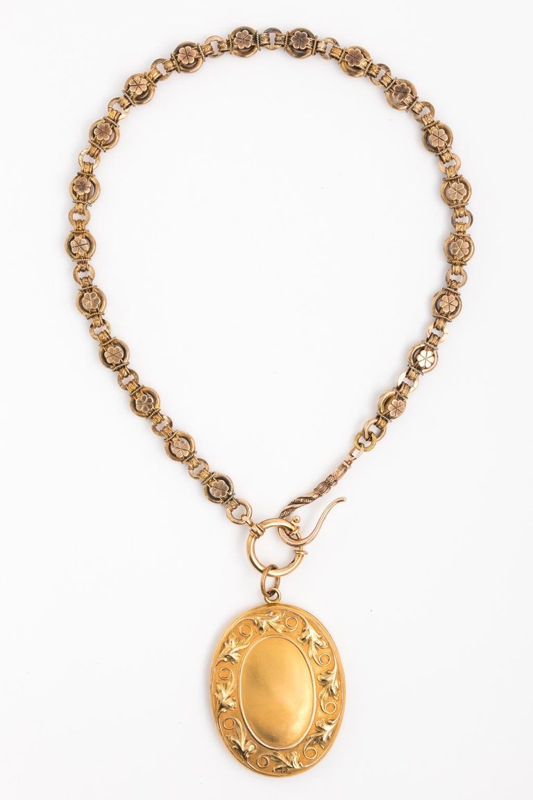19th Century Gold Filled Victorian Locket Necklace For